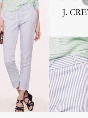 J. Crew | Women's Blue & White Seersucker Ankle Pants | size 8